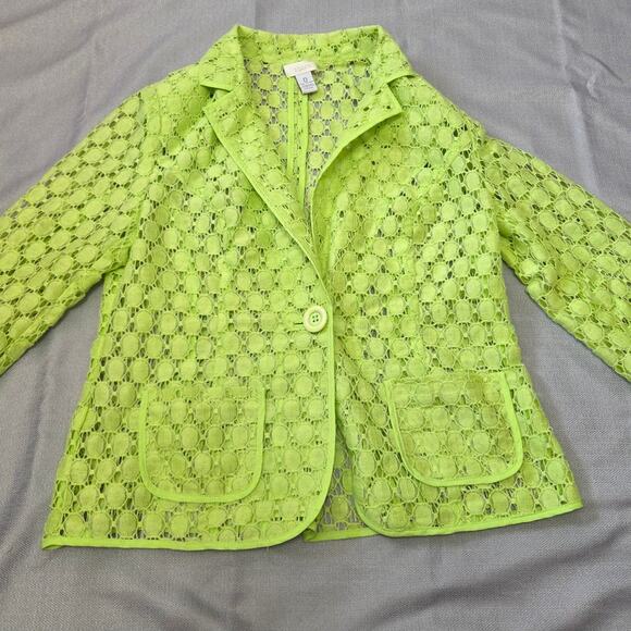 Chico's neon green bright summer blazer womens size 0 / XS - Picture 1 of 8